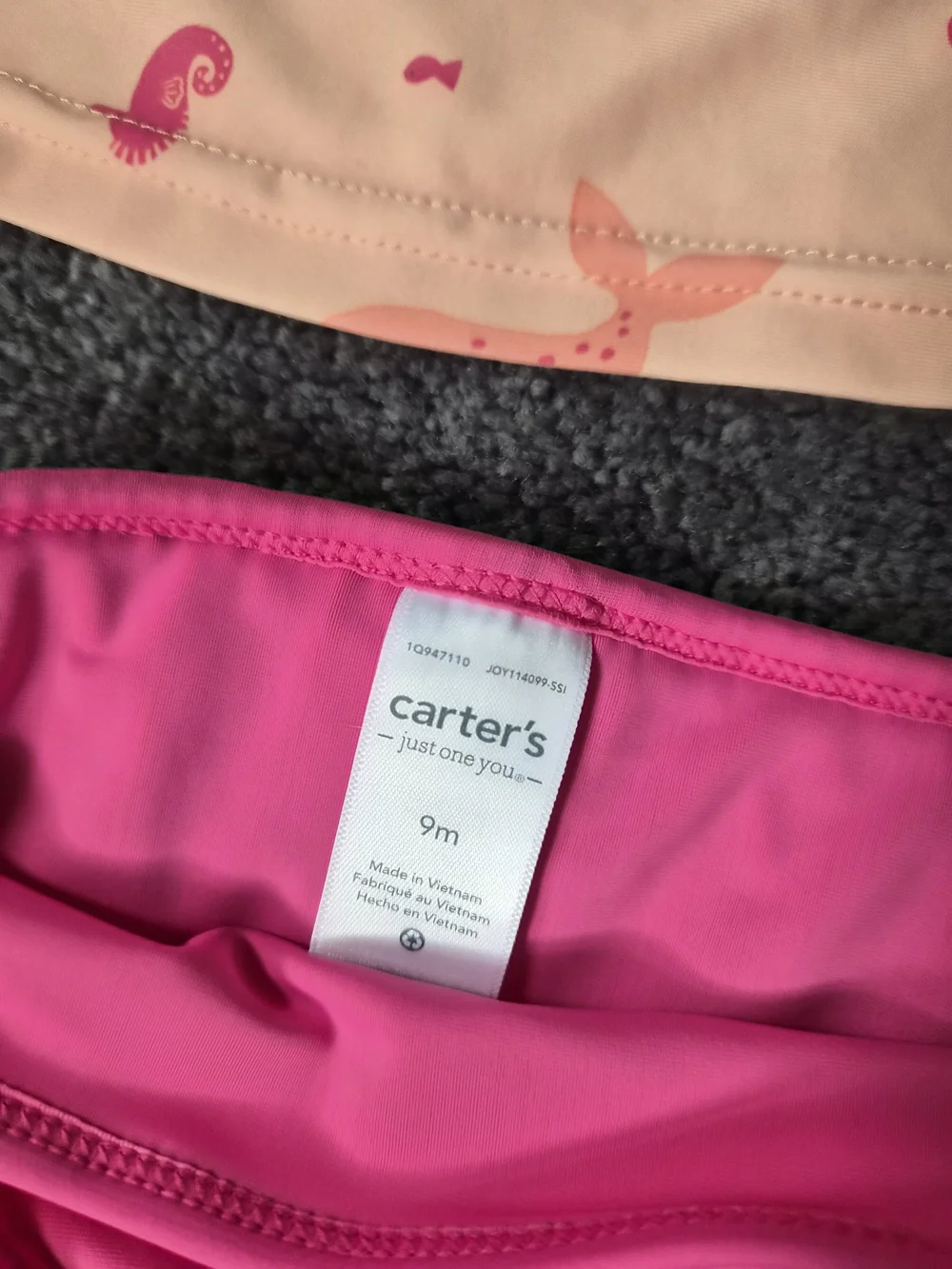 Carter's Baby Peach Whale Rash Guard Set with Hot Pink Bottoms